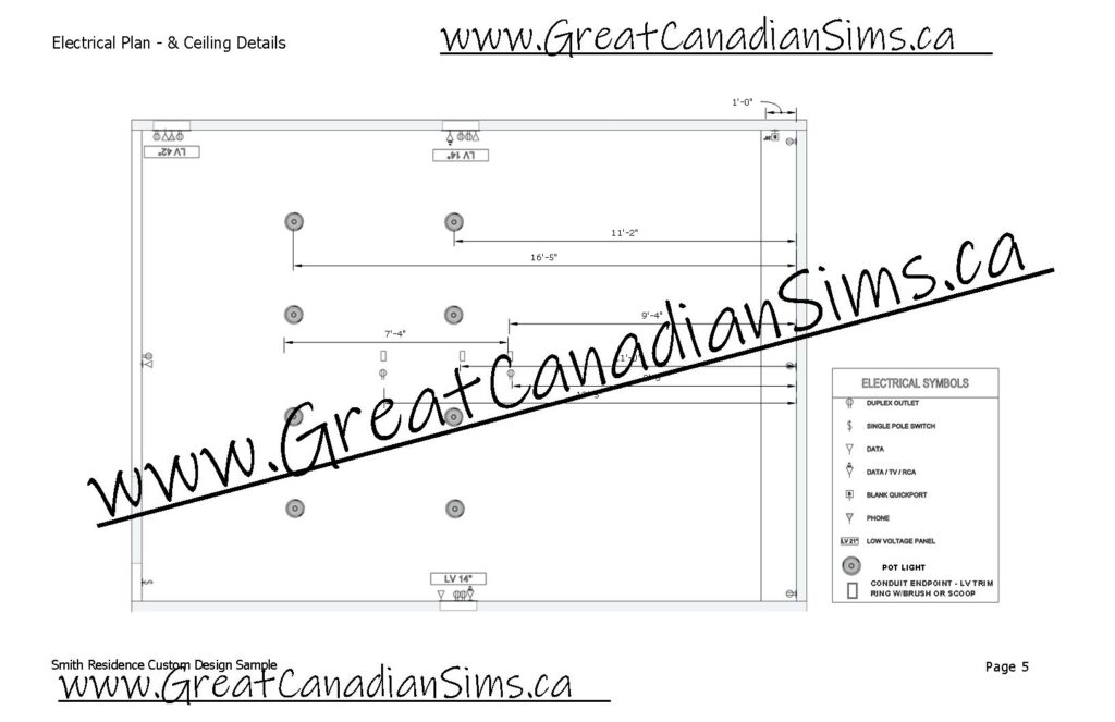 Smith Residence Custom Design Sample_05_Electrical Plan - & Ceiling Details