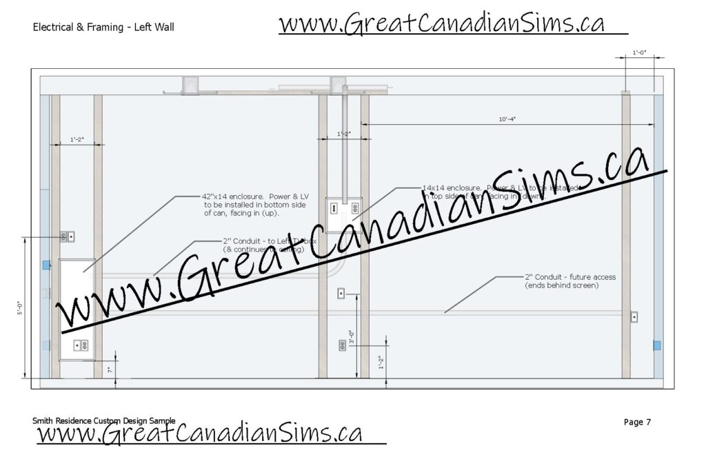 Smith Residence Custom Design Sample_07_Electrical & Framing - Left Wall