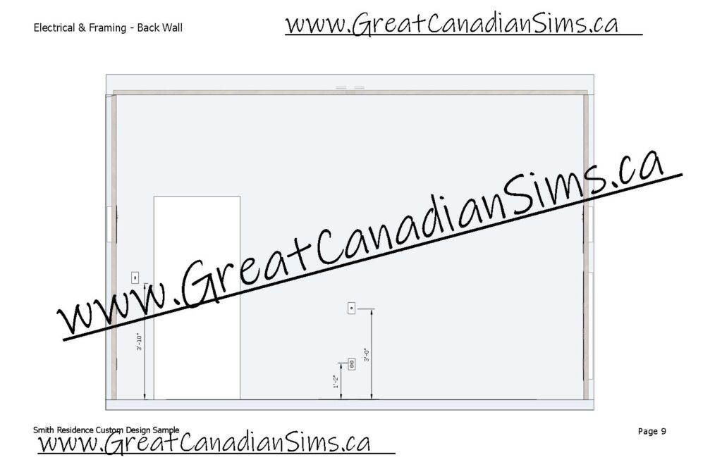 Smith Residence Custom Design Sample_09_Electrical & Framing - Back Wall