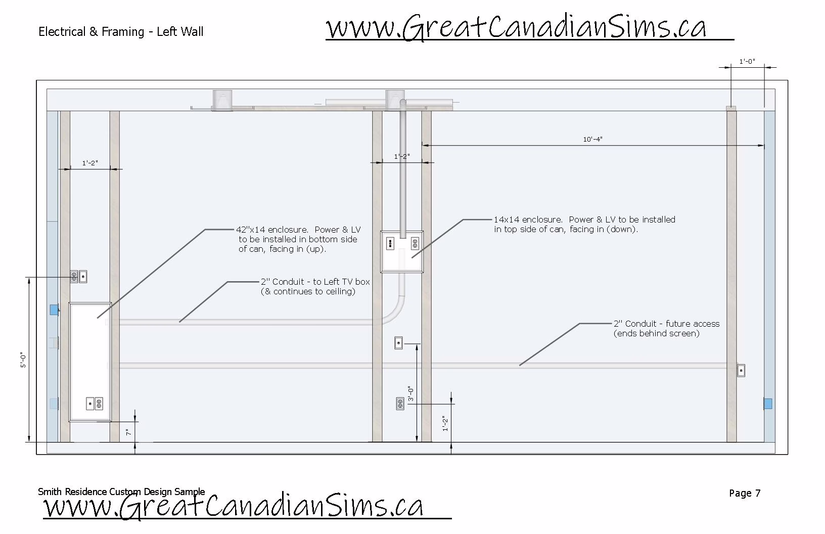 Smith Residence Custom Design Sample no wm_07_Electrical & Framing - Left Wall